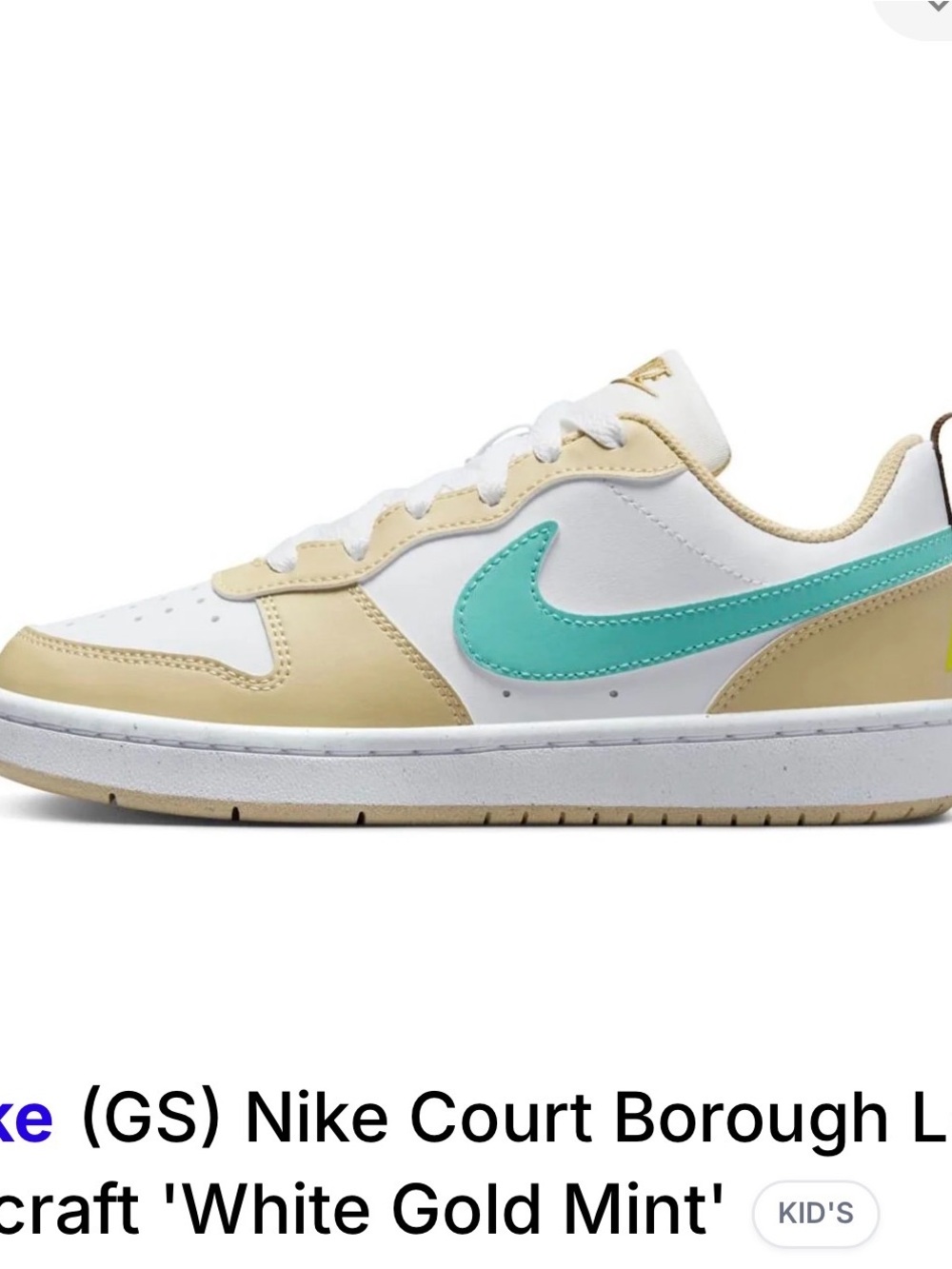 Nike Kids Low-Top Sneakers in White, Gold, Mint